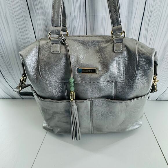 HTF Retired Leather Lily Jade Galena Shaylee Gold Purse/Backpack Diaper Bag - Picture 5 of 16